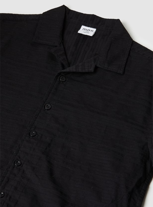 Boys Textured Oversized Shirt