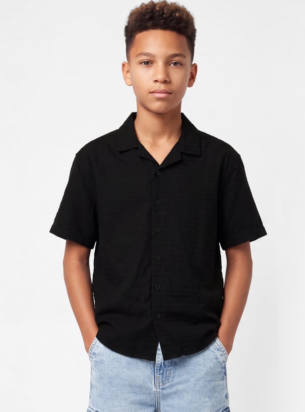 Boys Textured Oversized Shirt