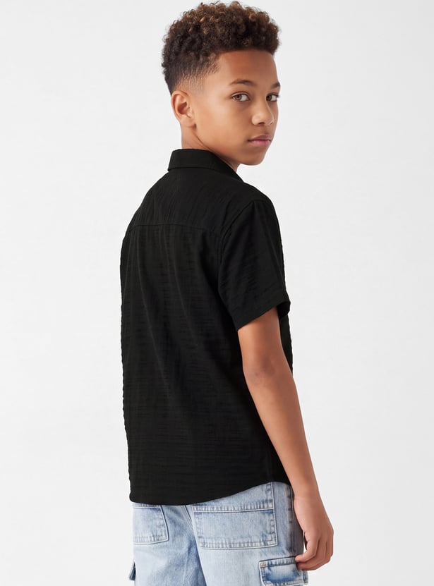 Boys Textured Oversized Shirt