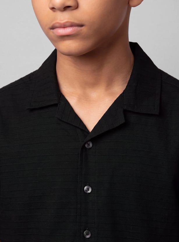 Boys Textured Oversized Shirt