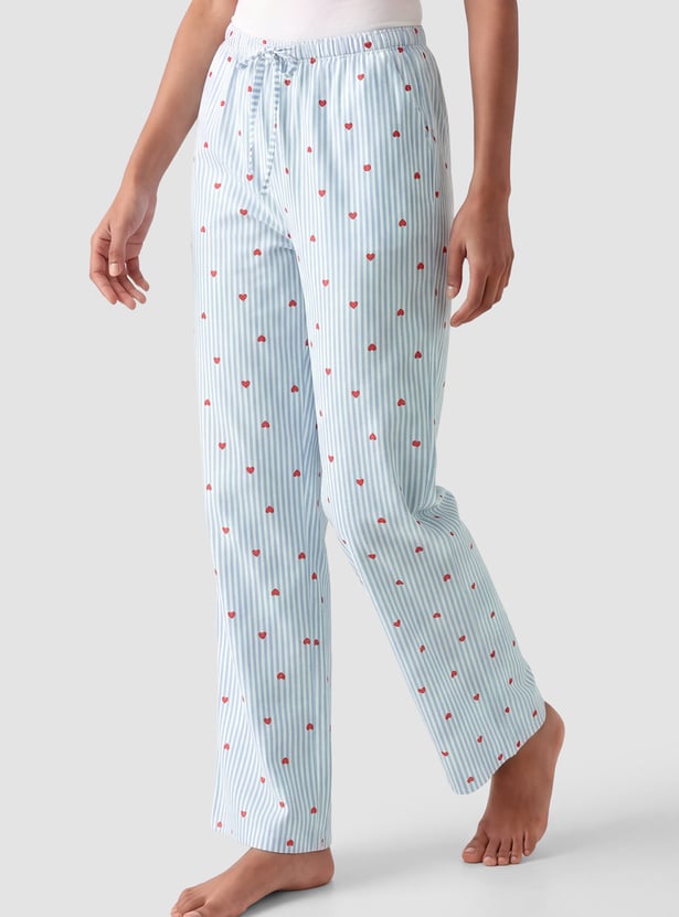 Women Heart Print Pyjamas