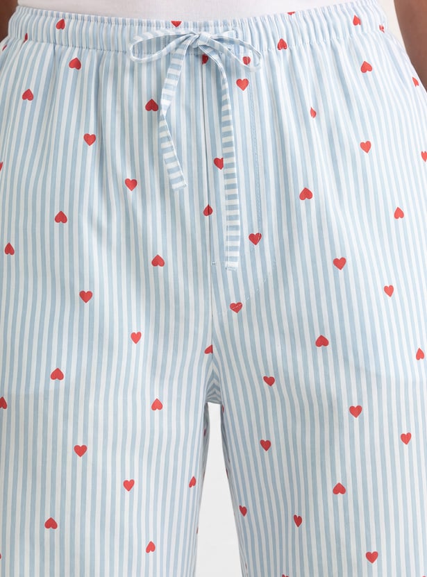 Women Heart Print Pyjamas