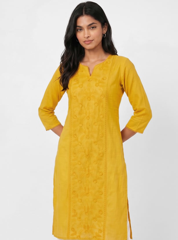 Women Embroidered Straight Kurta
