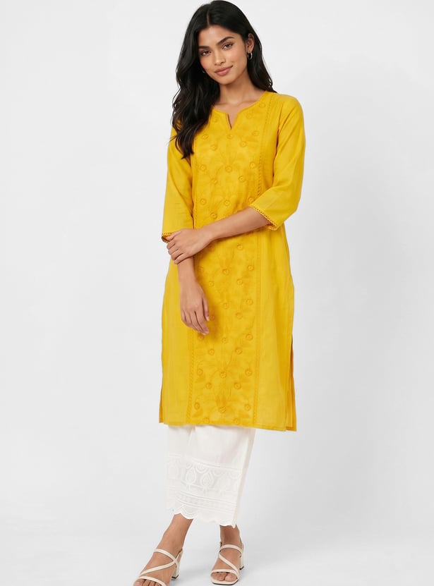 Women Embroidered Straight Kurta