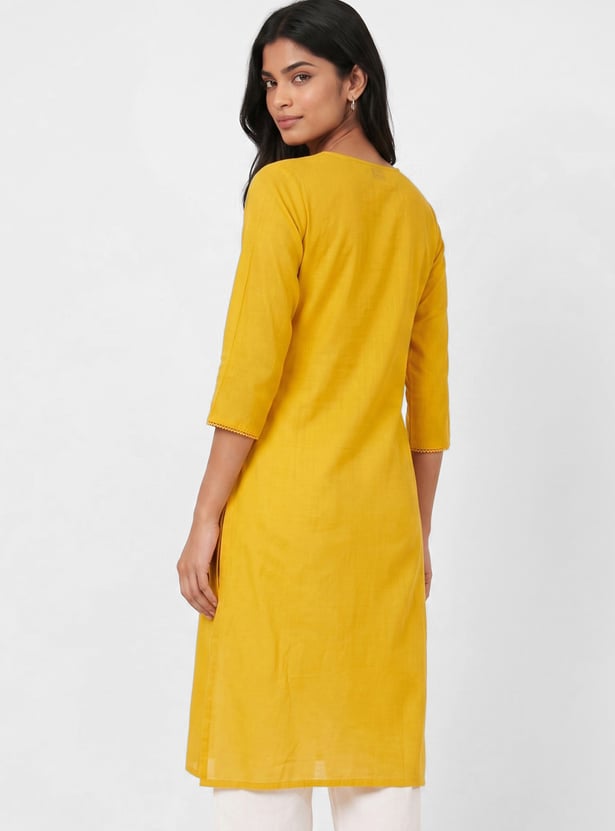 Women Embroidered Straight Kurta