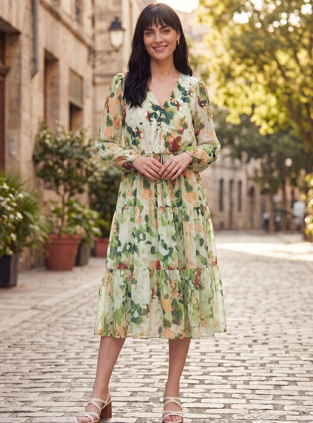 Women Printed Tiered Dress