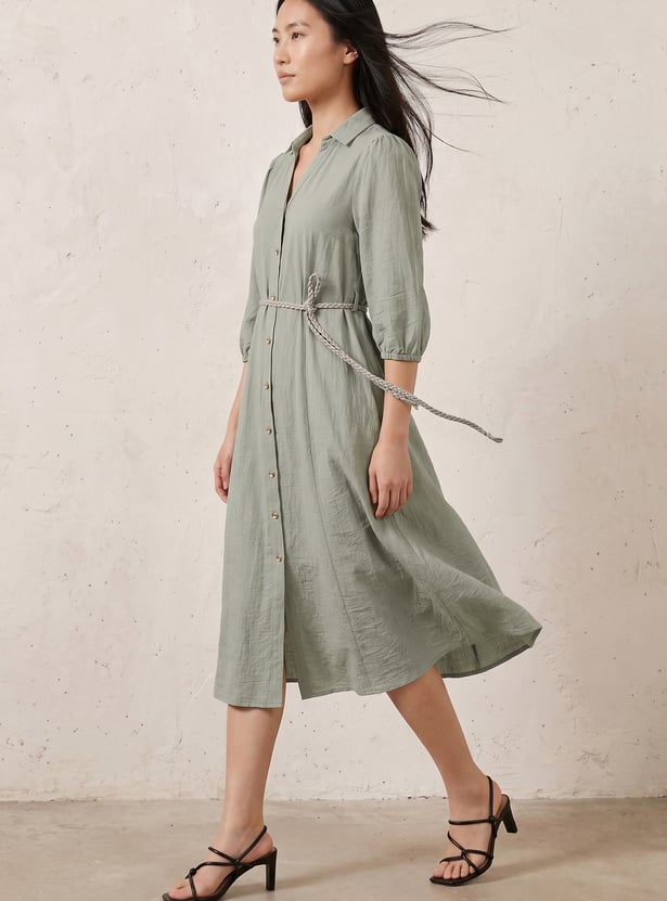 Women Solid Shirt Dress