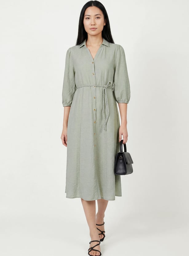 Women Solid Shirt Dress