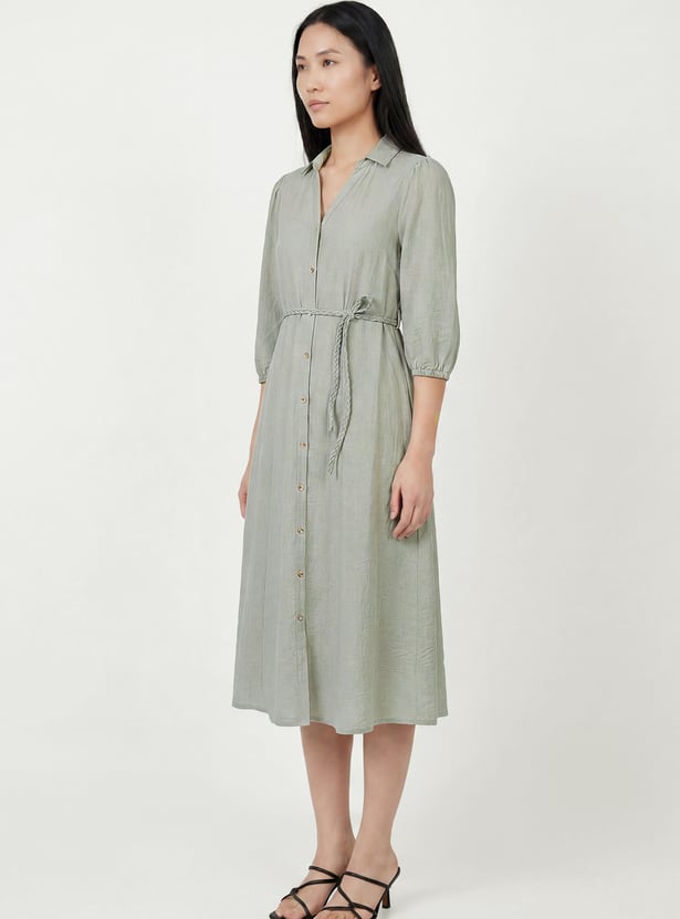 Women Solid Shirt Dress