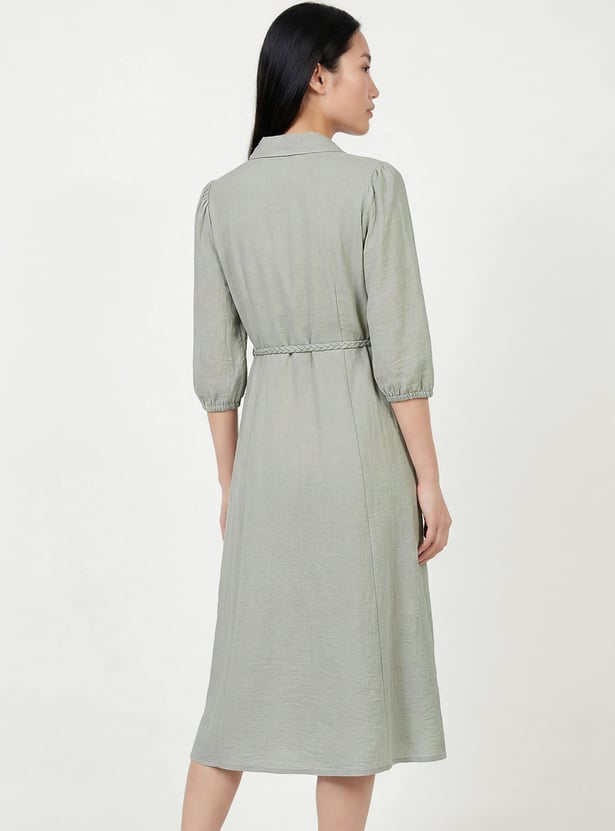 Women Solid Shirt Dress