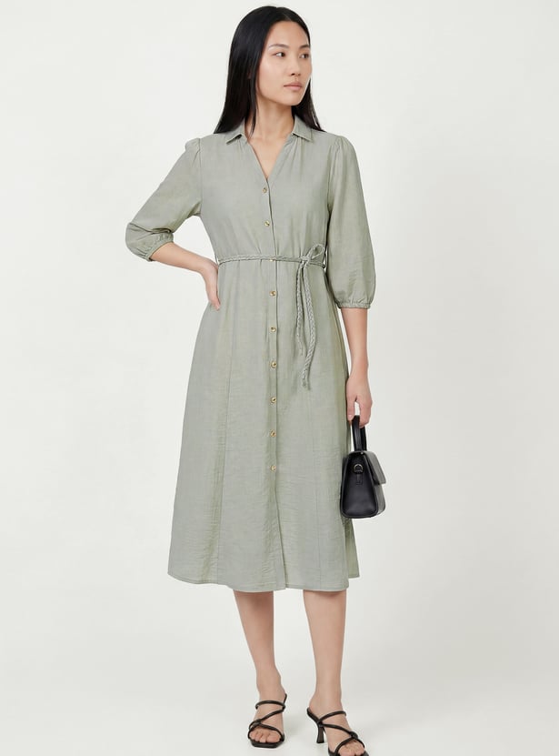 Women Solid Shirt Dress