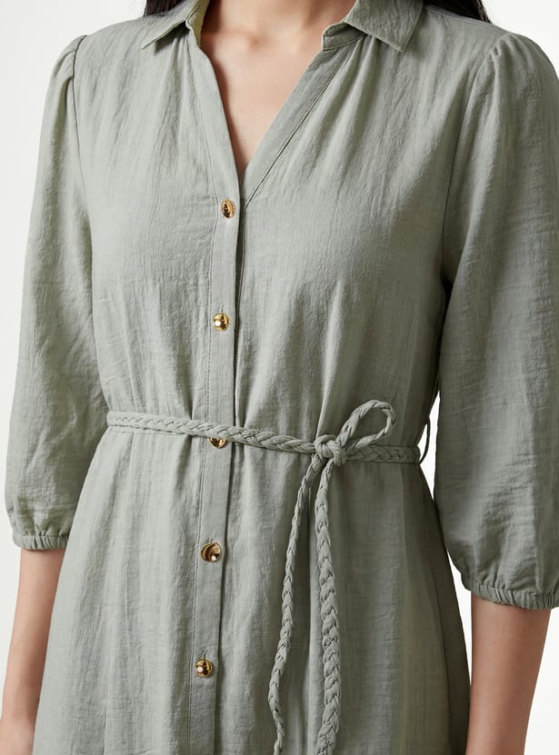 Women Solid Shirt Dress