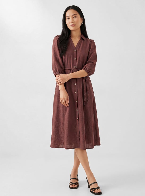 Women Solid Shirt Dress