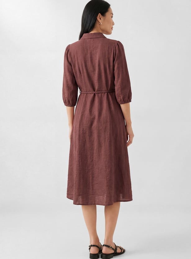 Women Solid Shirt Dress