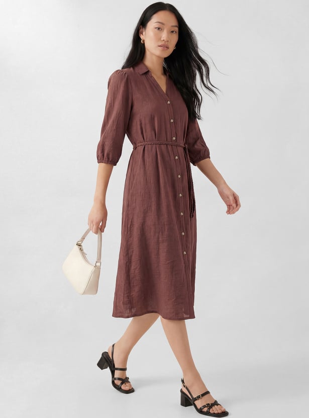 Women Solid Shirt Dress