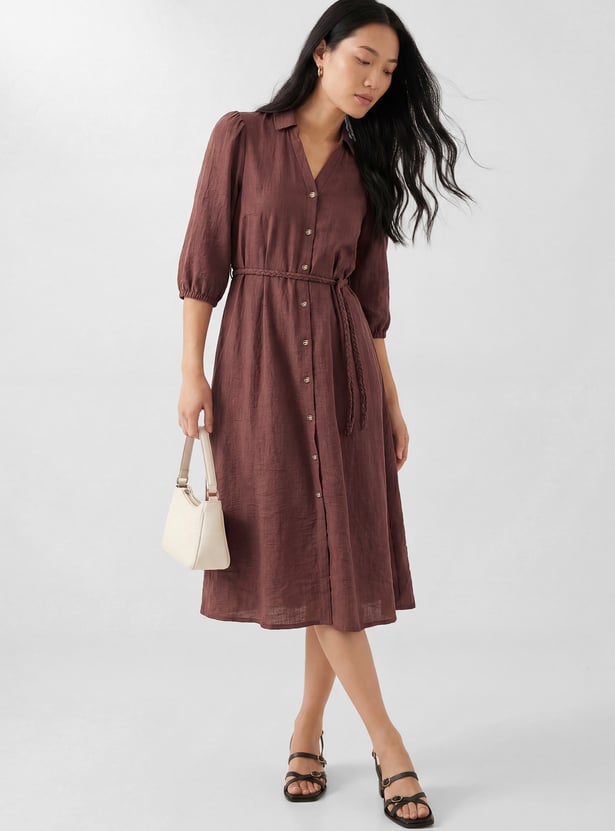 Women Solid Shirt Dress