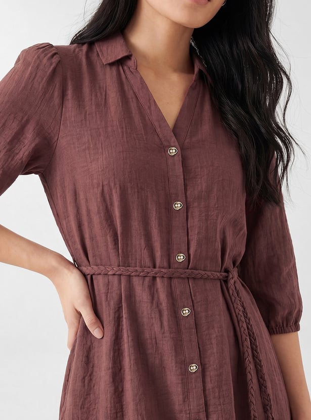 Women Solid Shirt Dress