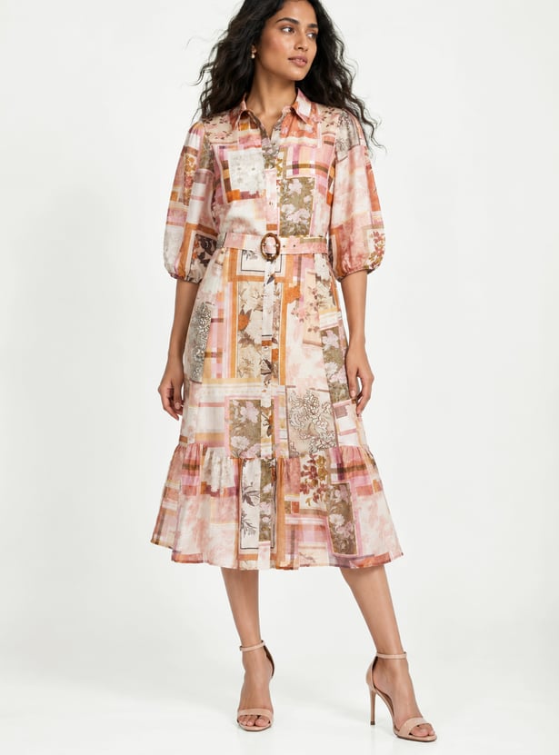 Women Printed A-Line Midi Dress