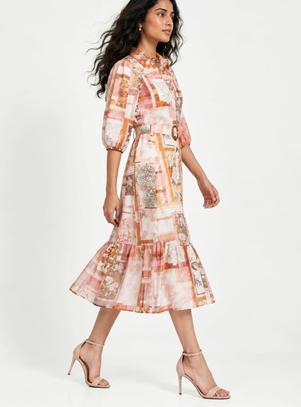 Women Printed A-Line Midi Dress