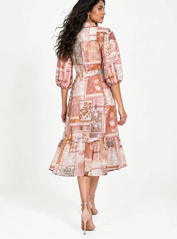 Women Printed A-Line Midi Dress