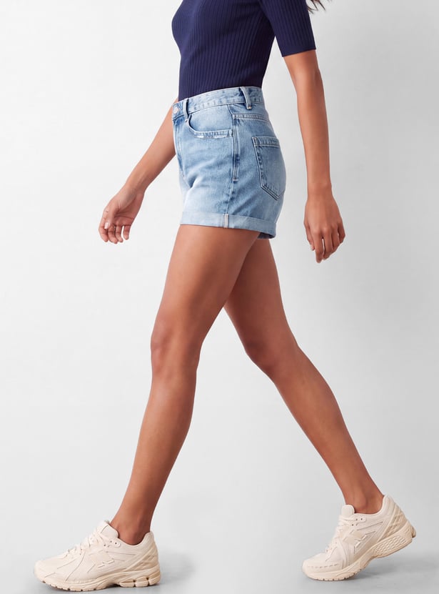 Women High Rise Denim Shorts
