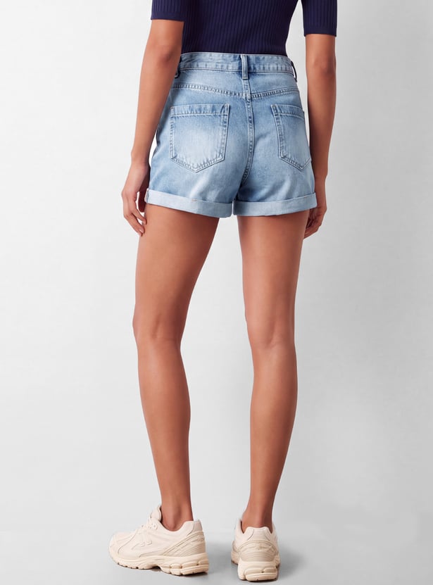 Women High Rise Denim Shorts
