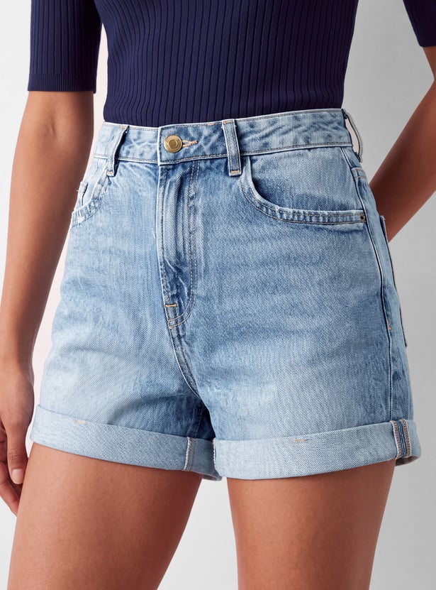 Women High Rise Denim Shorts