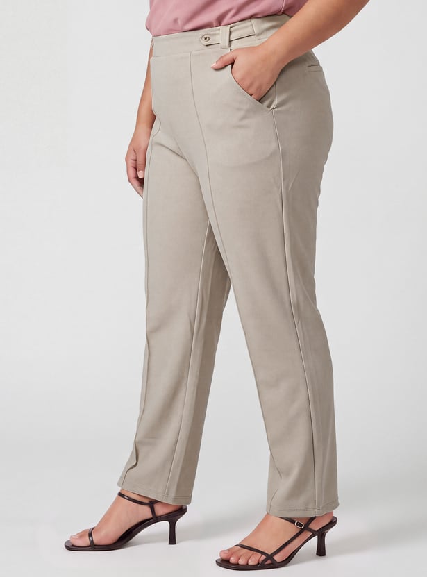 Women Pintuck Flared Trousers