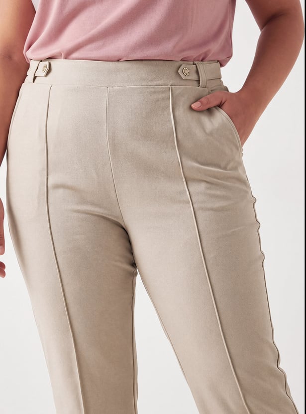 Women Pintuck Flared Trousers