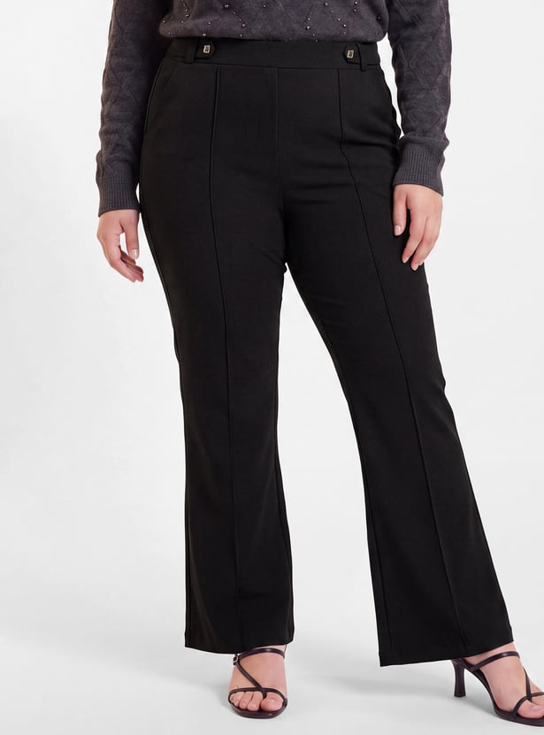 Women Pintuck Flared Trousers
