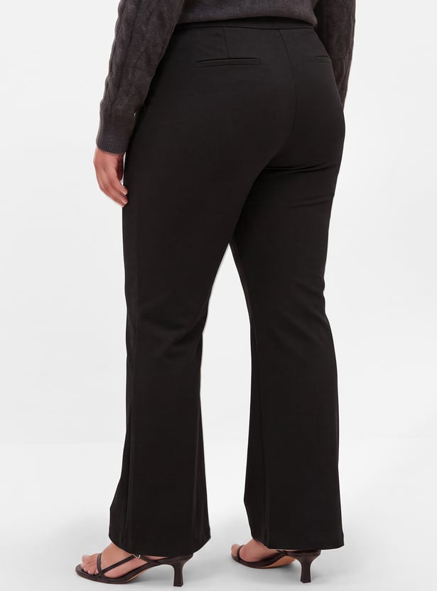 Women Pintuck Flared Trousers