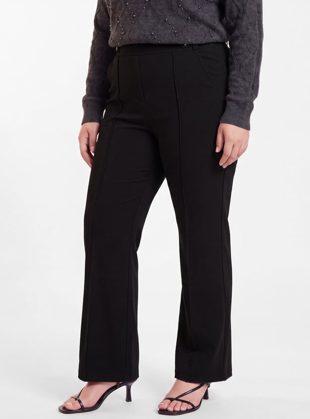 Women Pintuck Flared Trousers
