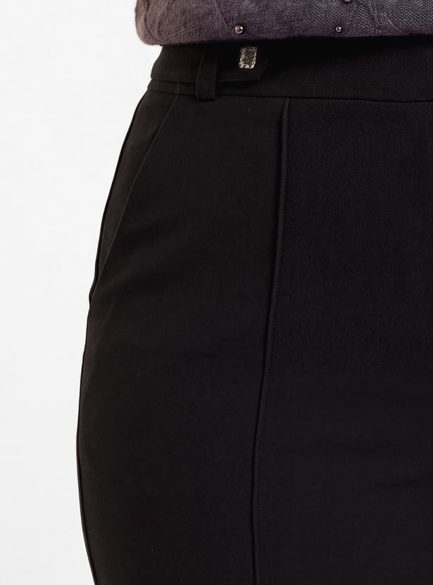 Women Pintuck Flared Trousers