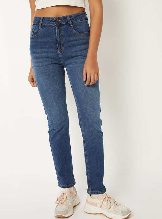 Women Solid High Rise Jeans