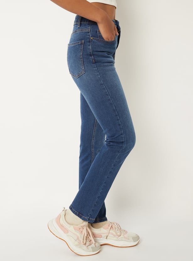Women Solid High Rise Jeans