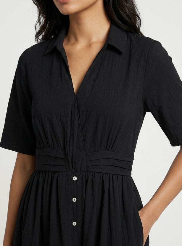 Women Embroidered Shirt Dress