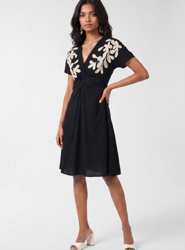 Women Embroidered Twisted Ethnic Dress