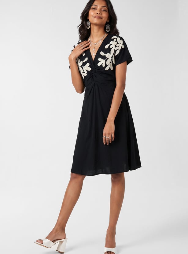 Women Embroidered Twisted Ethnic Dress