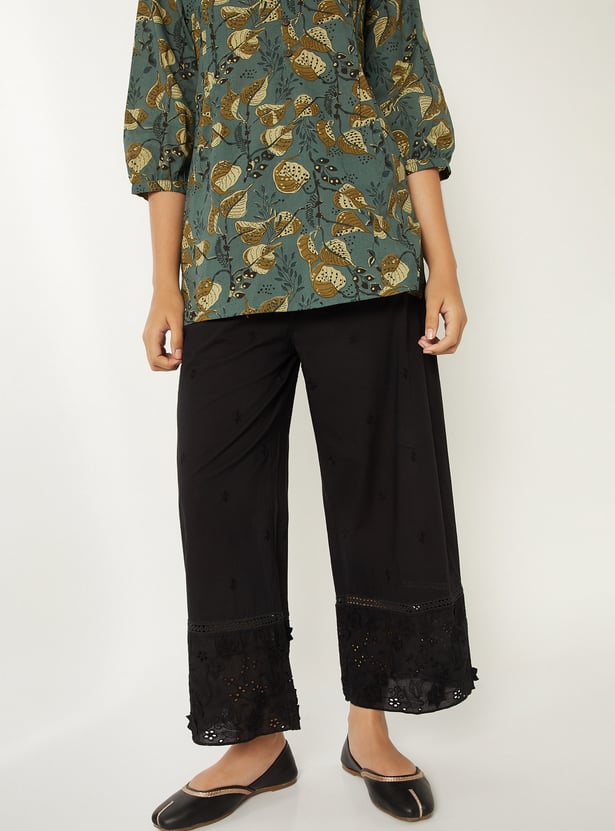 Women Floral Applique Palazzos