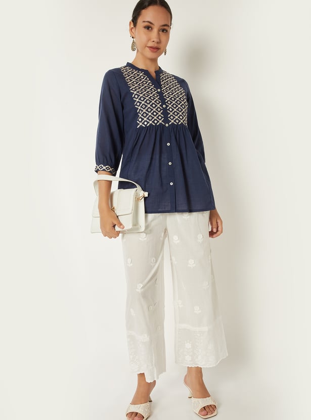 Women Embroidered Palazzos