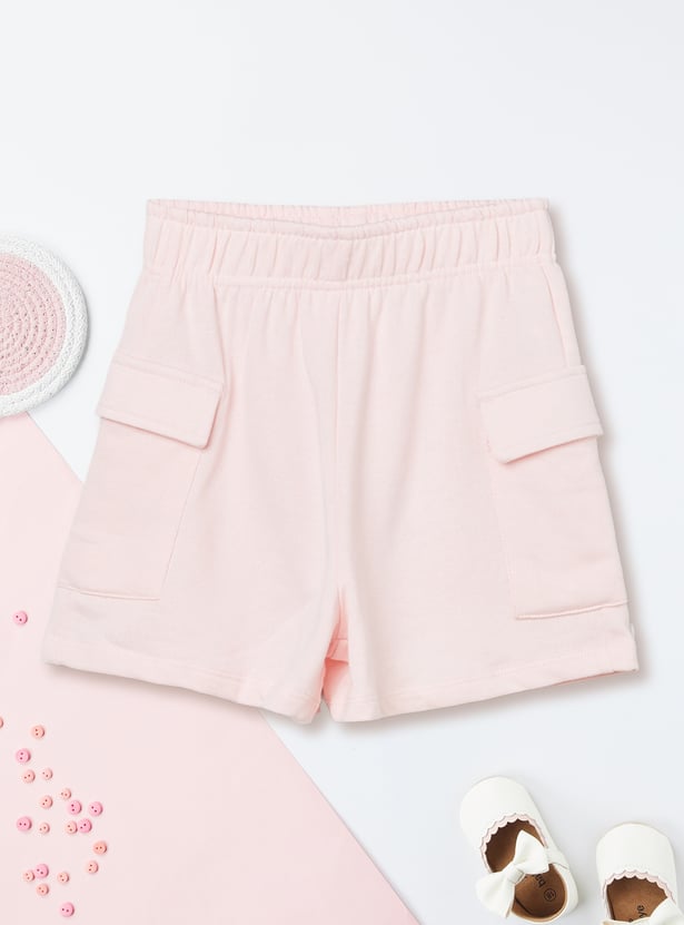Girls Solid Cargo Shorts