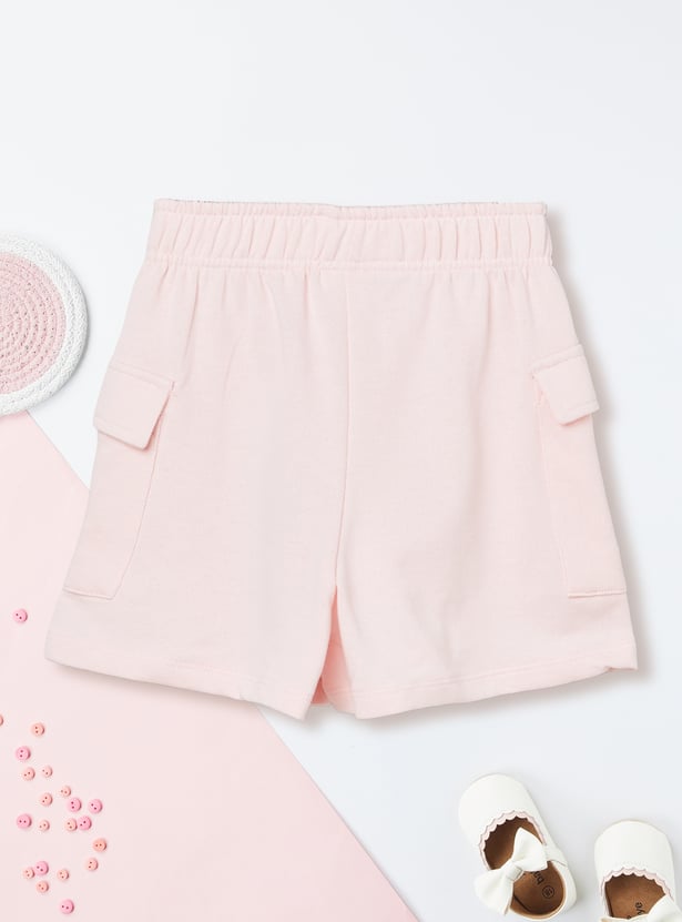 Girls Solid Cargo Shorts