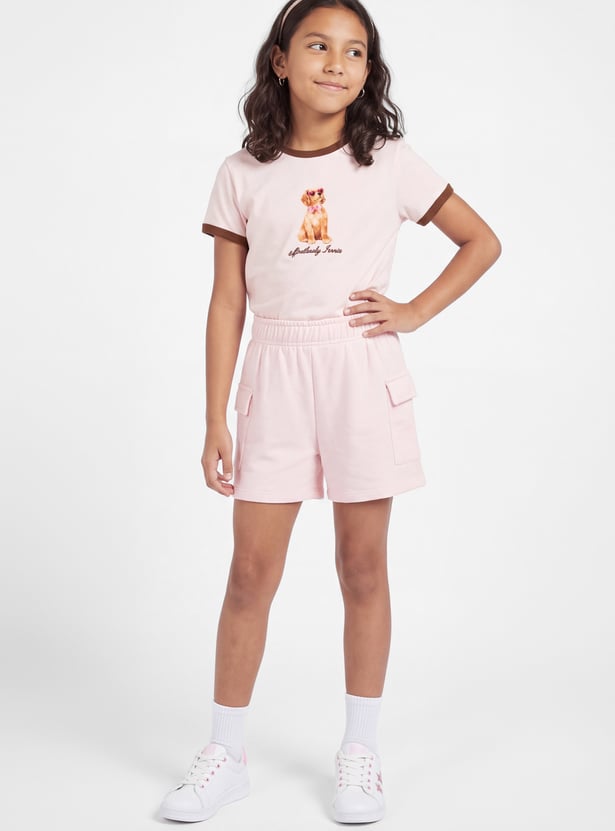 Girls Solid Cargo Shorts