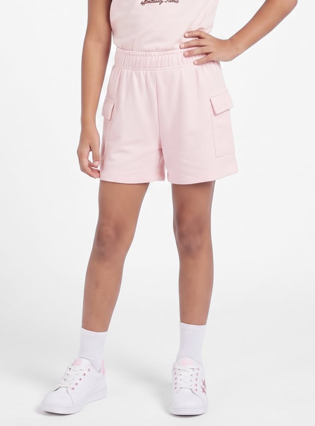Girls Solid Cargo Shorts