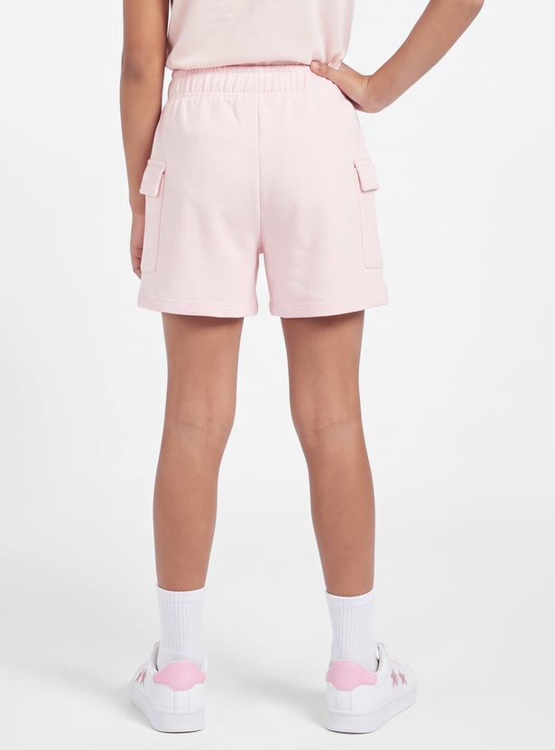 Girls Solid Cargo Shorts