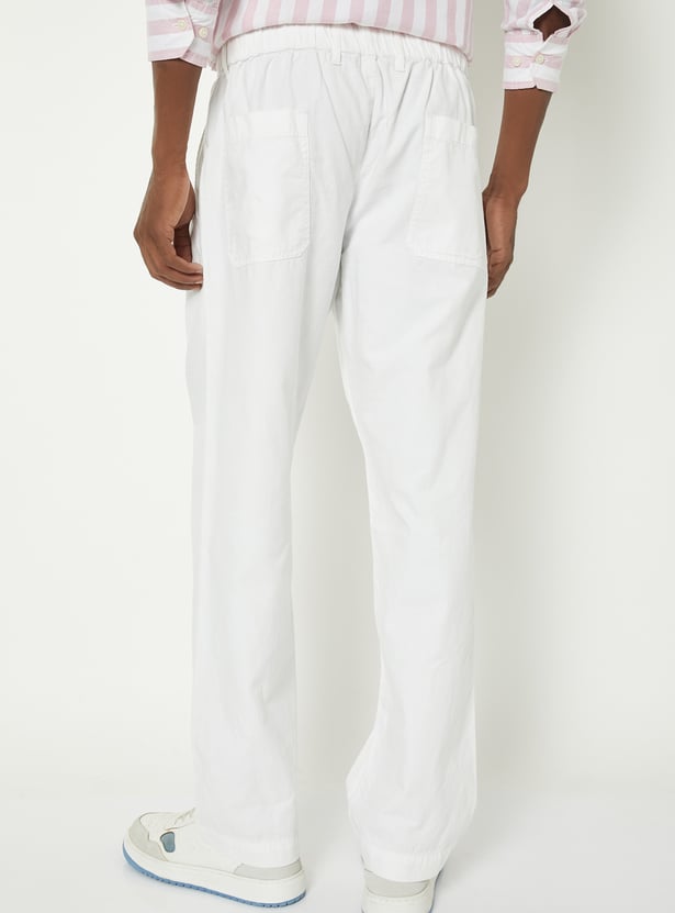 Men Solid Regular Fit Trousers