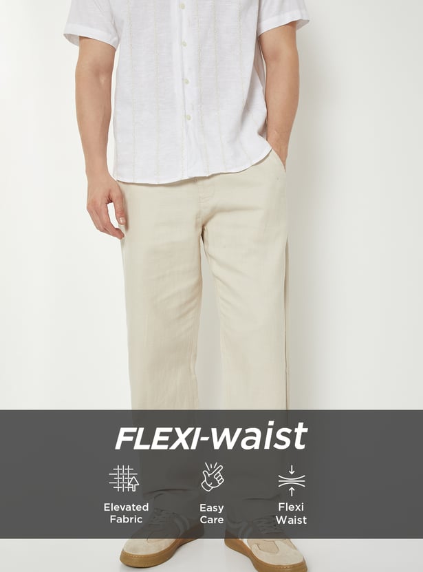 Men Solid Regular Fit Trousers