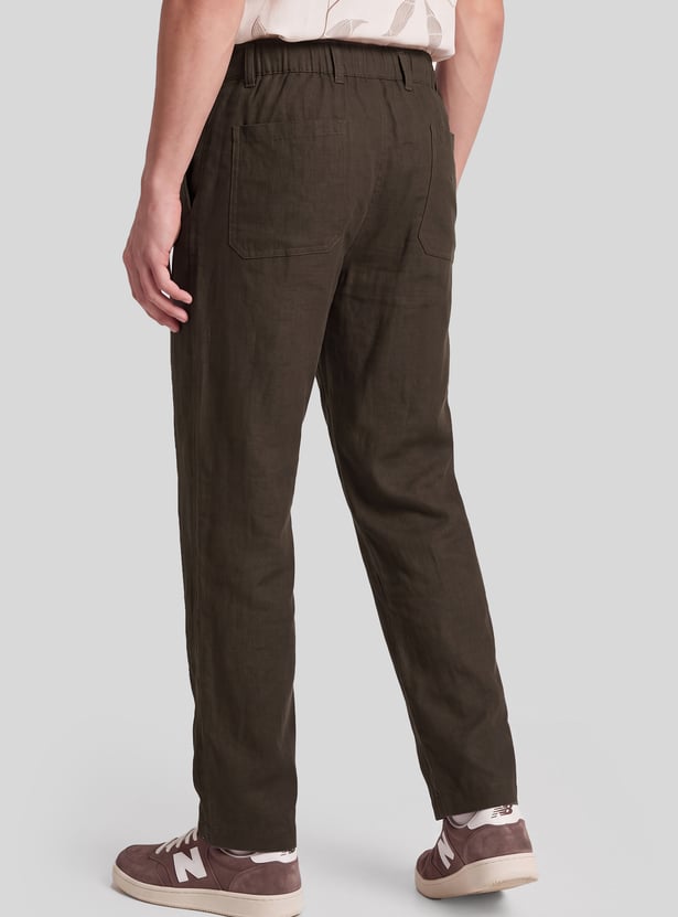 Men Solid Regular Fit Trousers