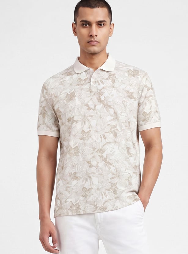 Men Floral Print Polo T-shirt