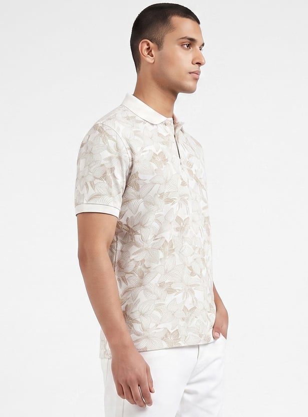 Men Floral Print Polo T-shirt